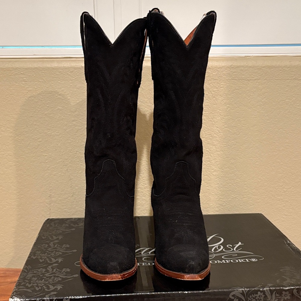 Dan Post Women's Black Suede Heeled Boots - Picture 3 of 10